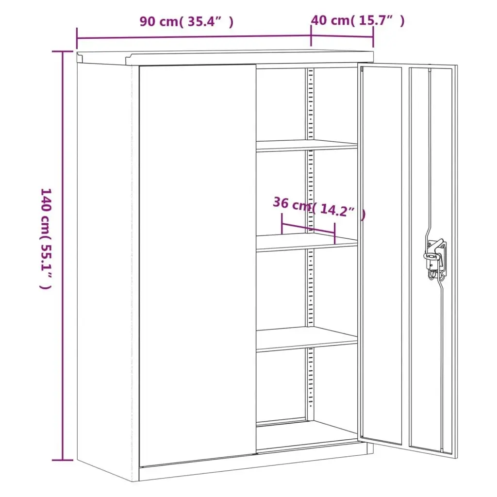 File Cabinet Black 90x40x140 cm Steel 339746