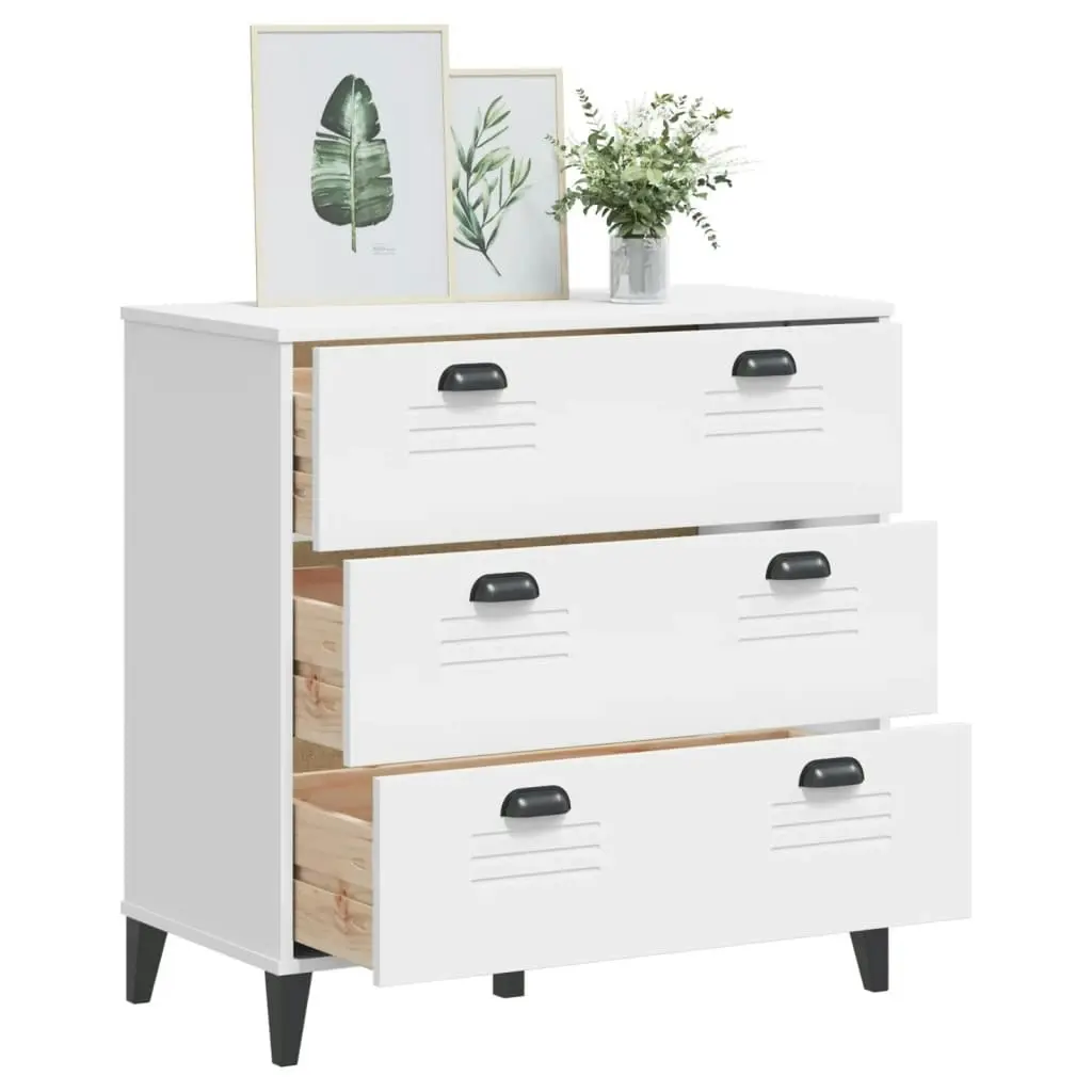 Drawer Cabinet VIKEN White Solid Wood Pine 374920