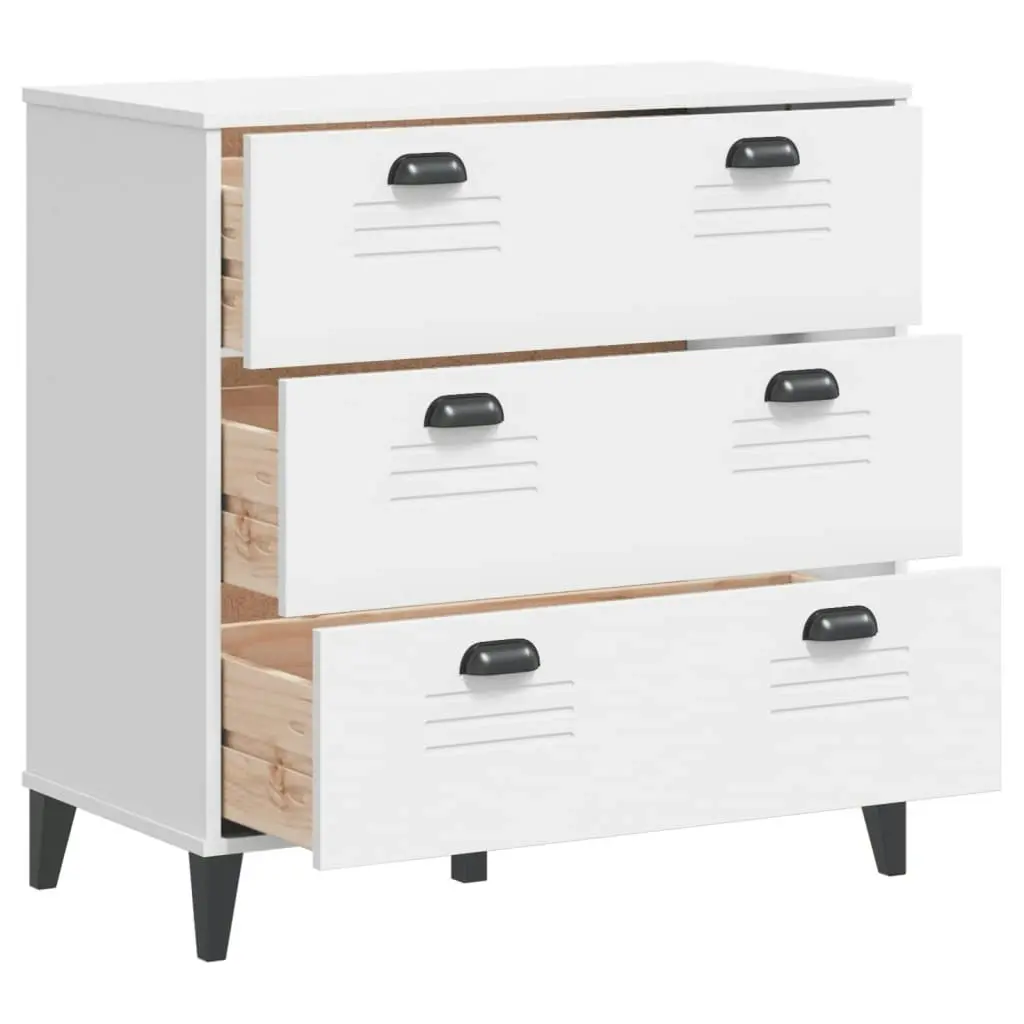 Drawer Cabinet VIKEN White Solid Wood Pine 374920