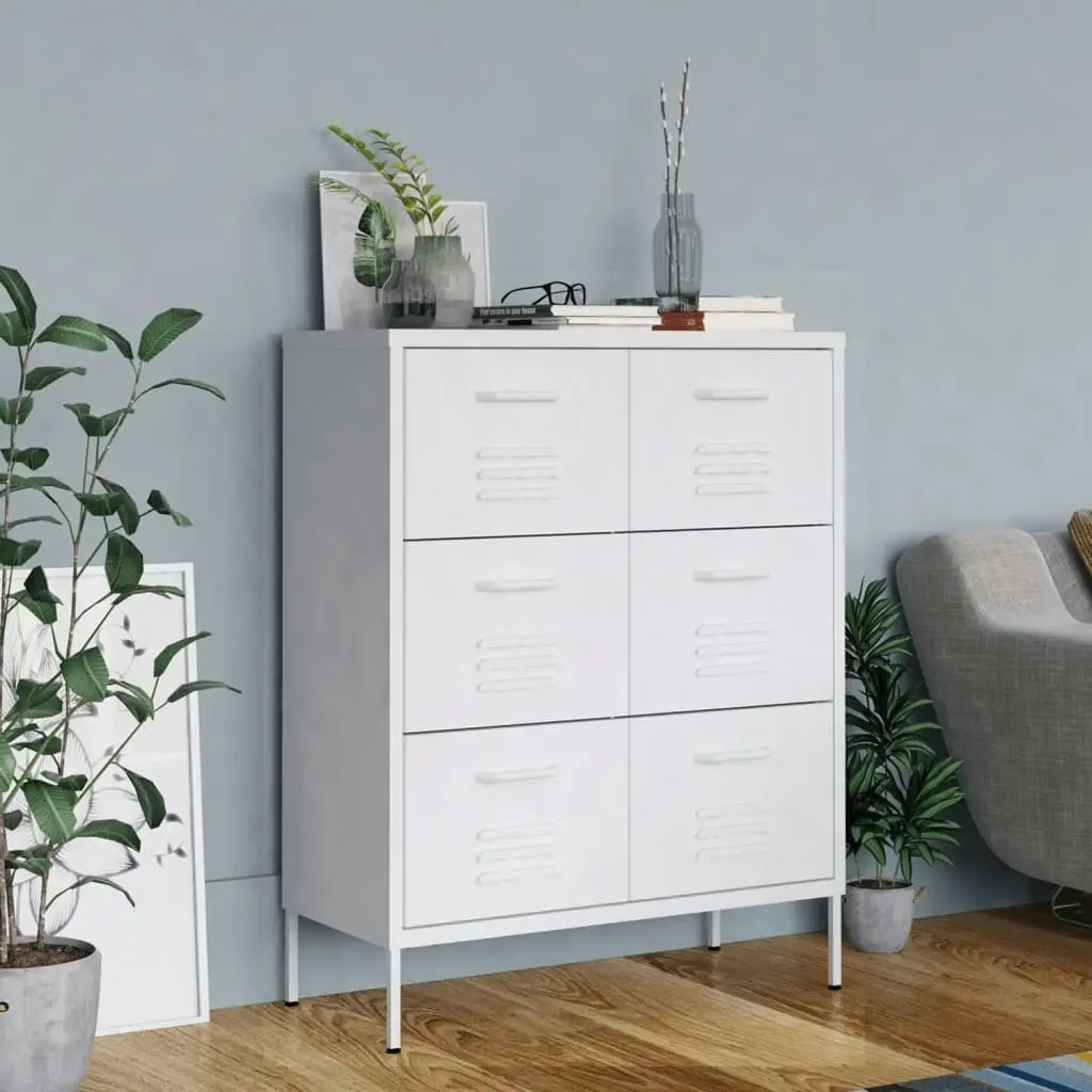 Drawer Cabinet White 80x35x101.5 cm Steel 336152