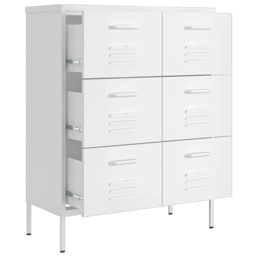 Drawer Cabinet White 80x35x101.5 cm Steel 336152