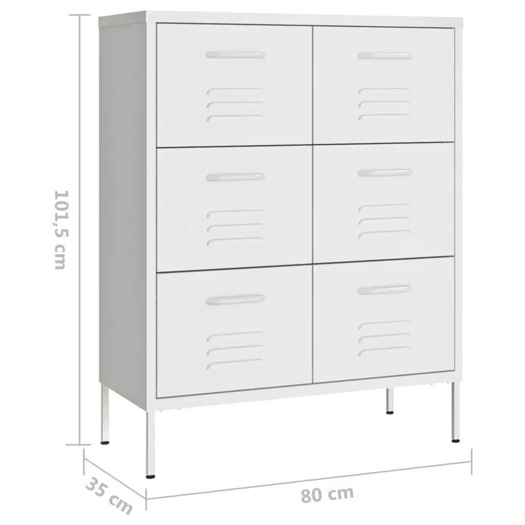 Drawer Cabinet White 80x35x101.5 cm Steel 336152