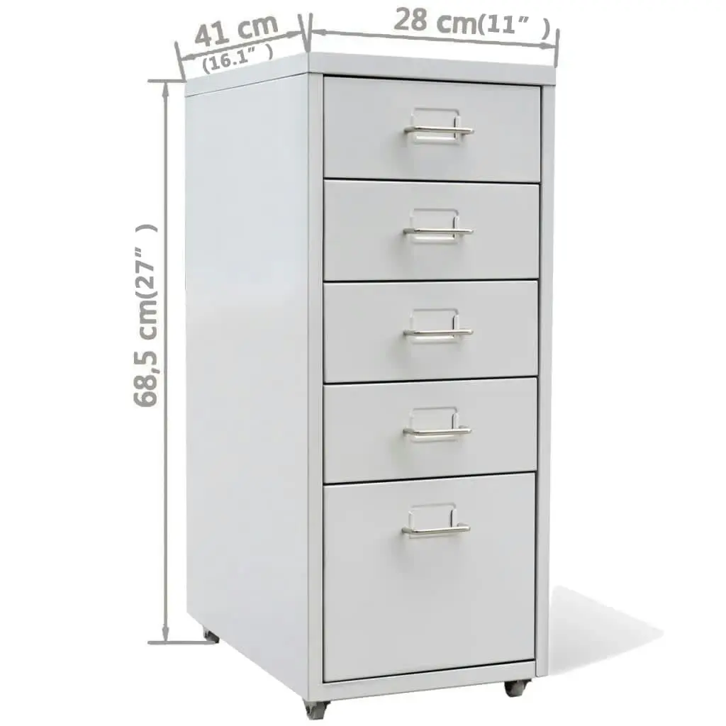 File Cabinet with 5 Drawers Grey 68.5 cm Steel 20122