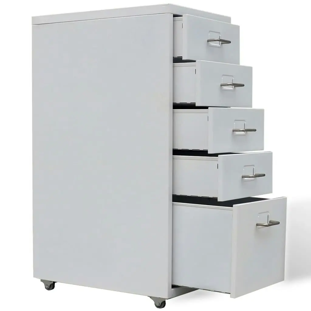 File Cabinet with 5 Drawers Grey 68.5 cm Steel 20122