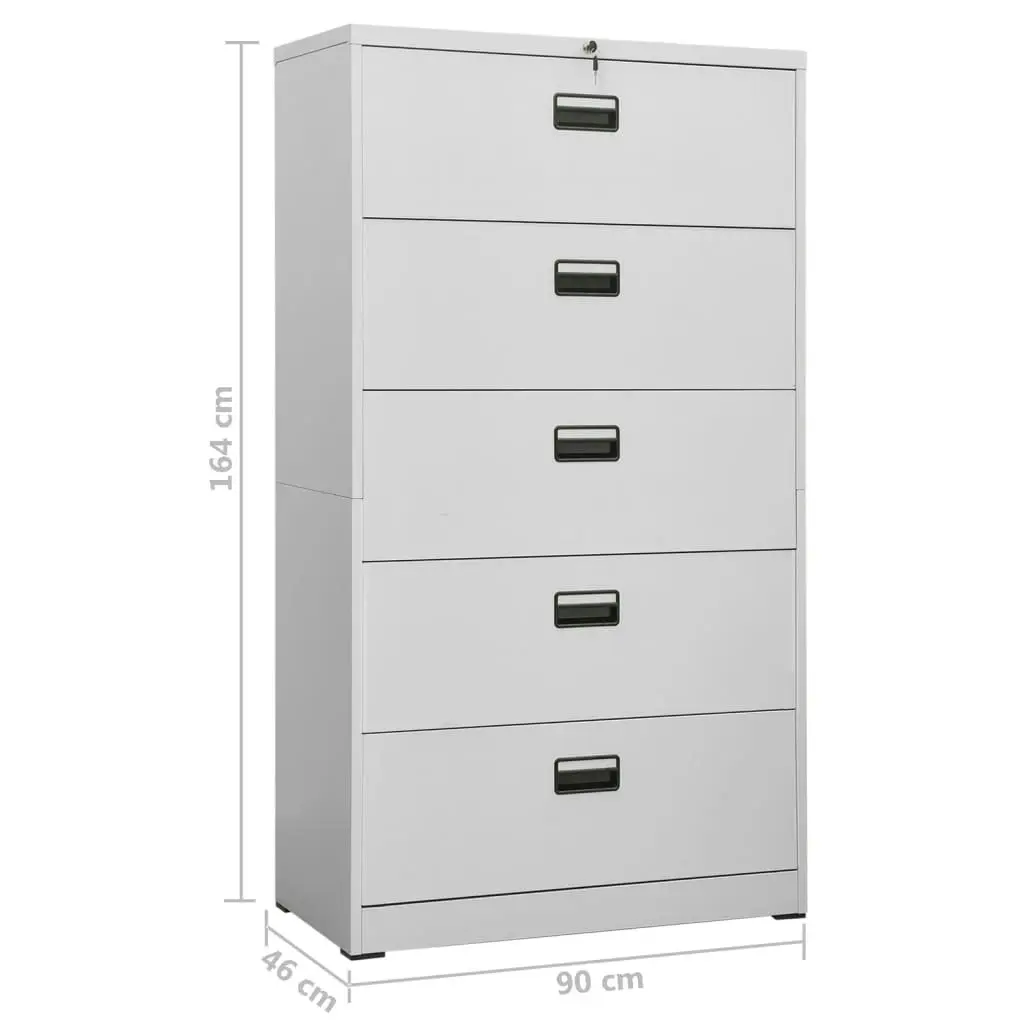 Filing Cabinet Light Grey 90x46x164 cm Steel 336299