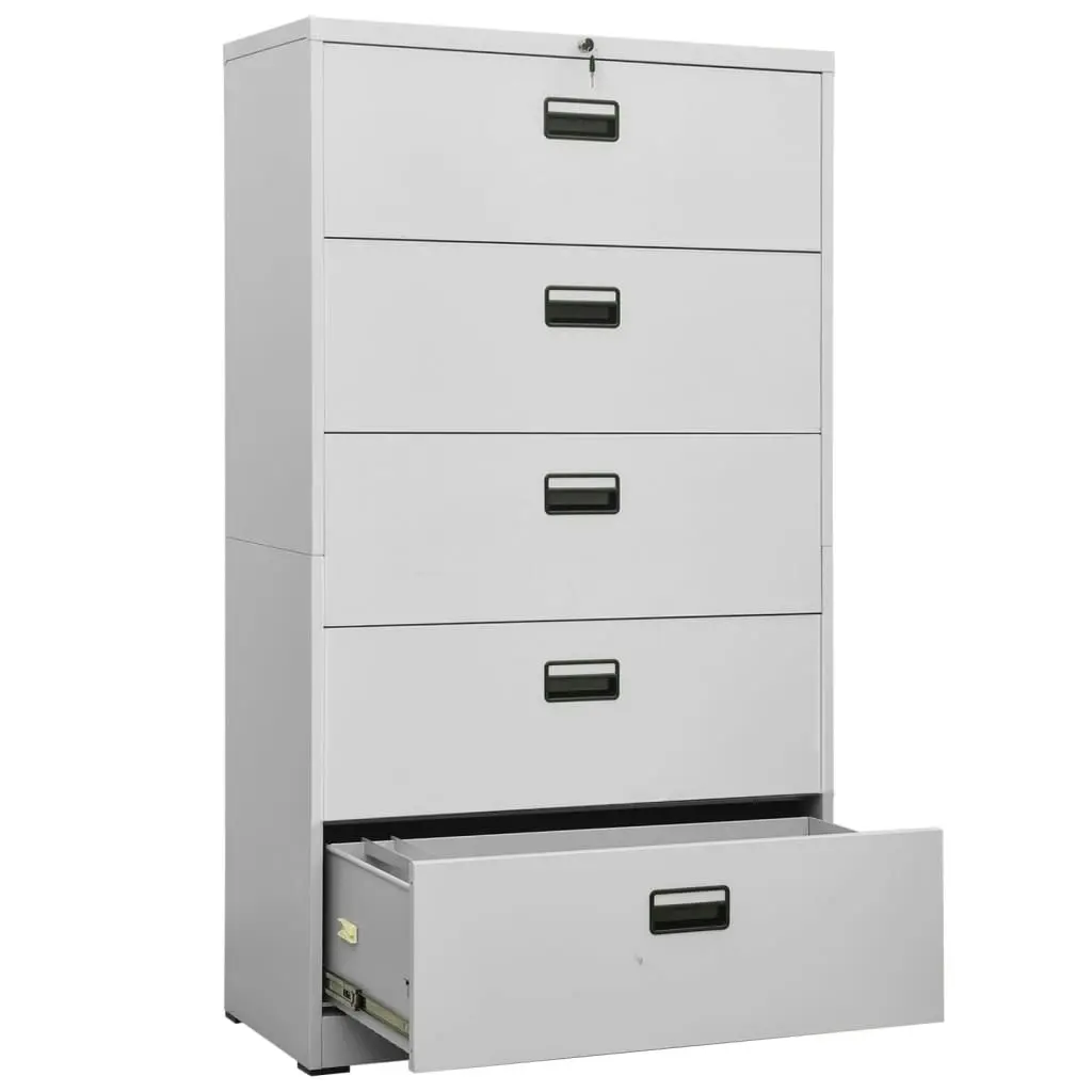 Filing Cabinet Light Grey 90x46x164 cm Steel 336299