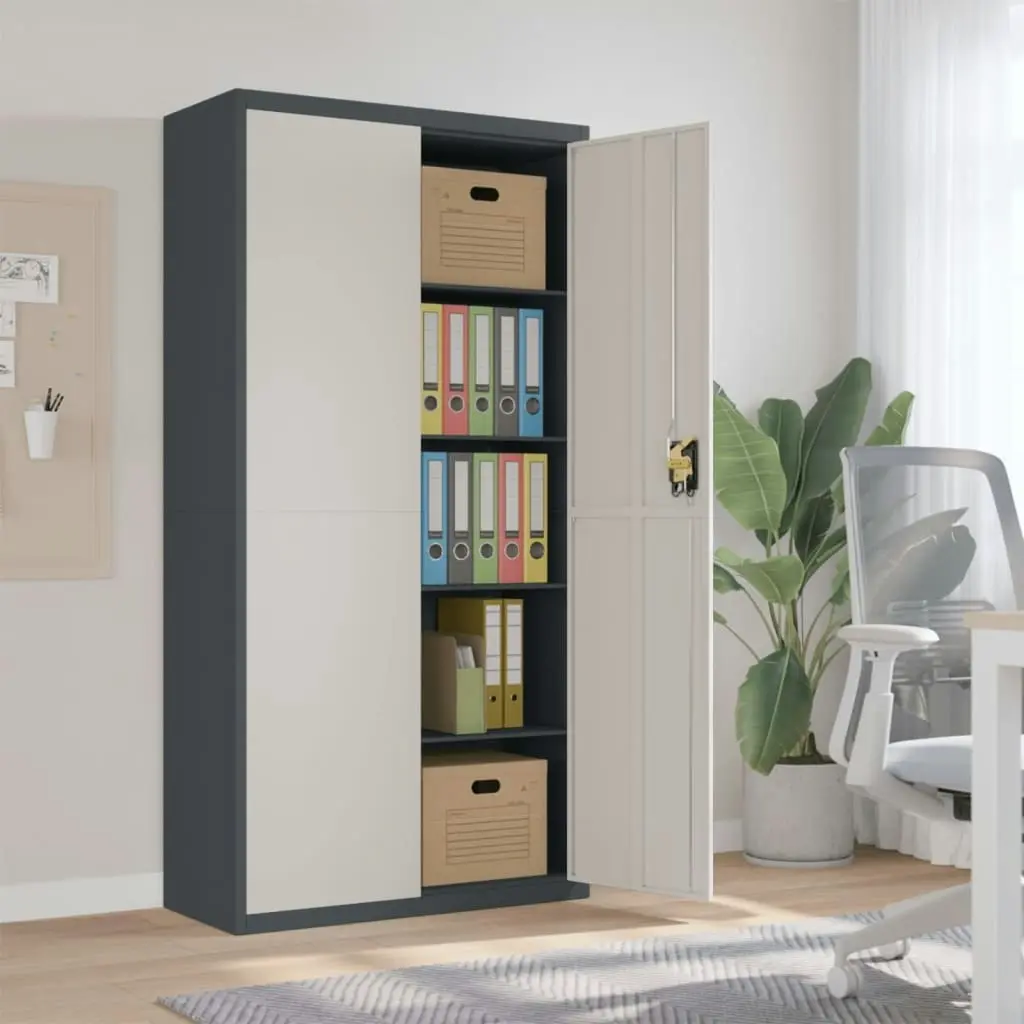 File Cabinet Anthracite and White 90x40x180 cm Steel 339756