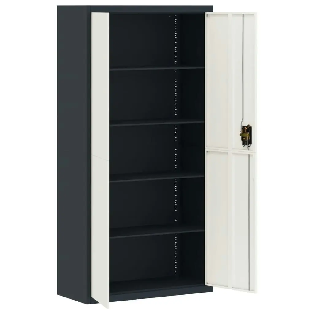 File Cabinet Anthracite and White 90x40x180 cm Steel 339756