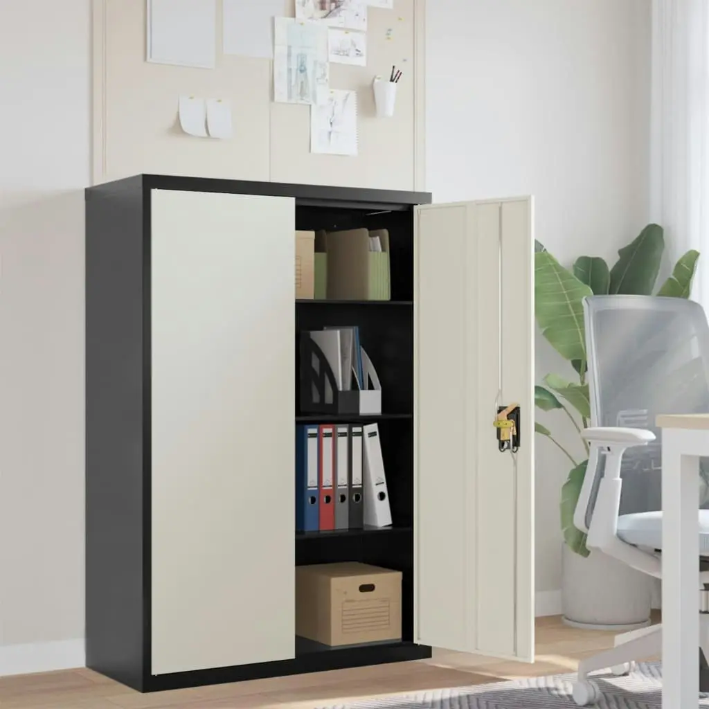 File Cabinet Anthracite and White 90x40x140 cm Steel 339748