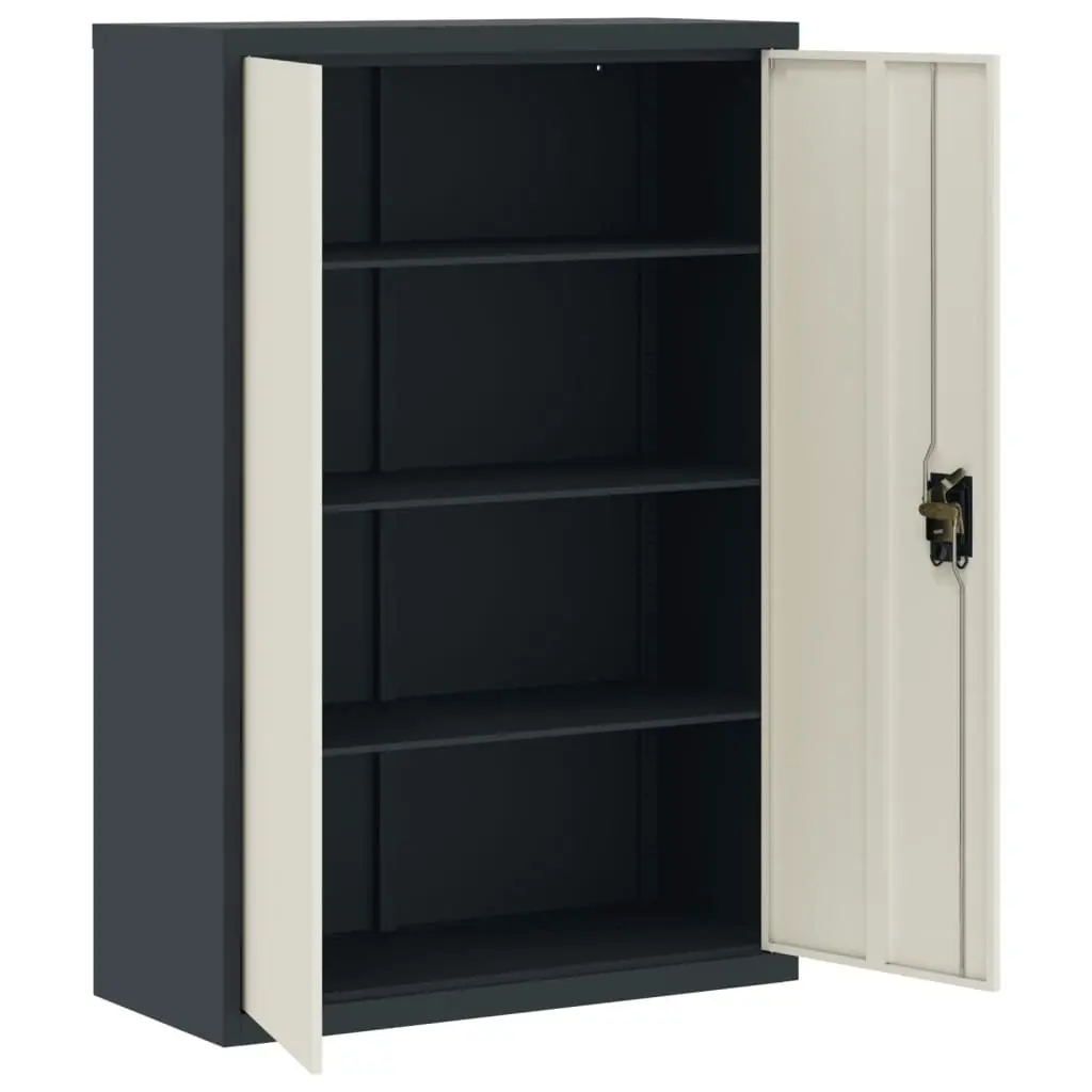 File Cabinet Anthracite and White 90x40x140 cm Steel 339748