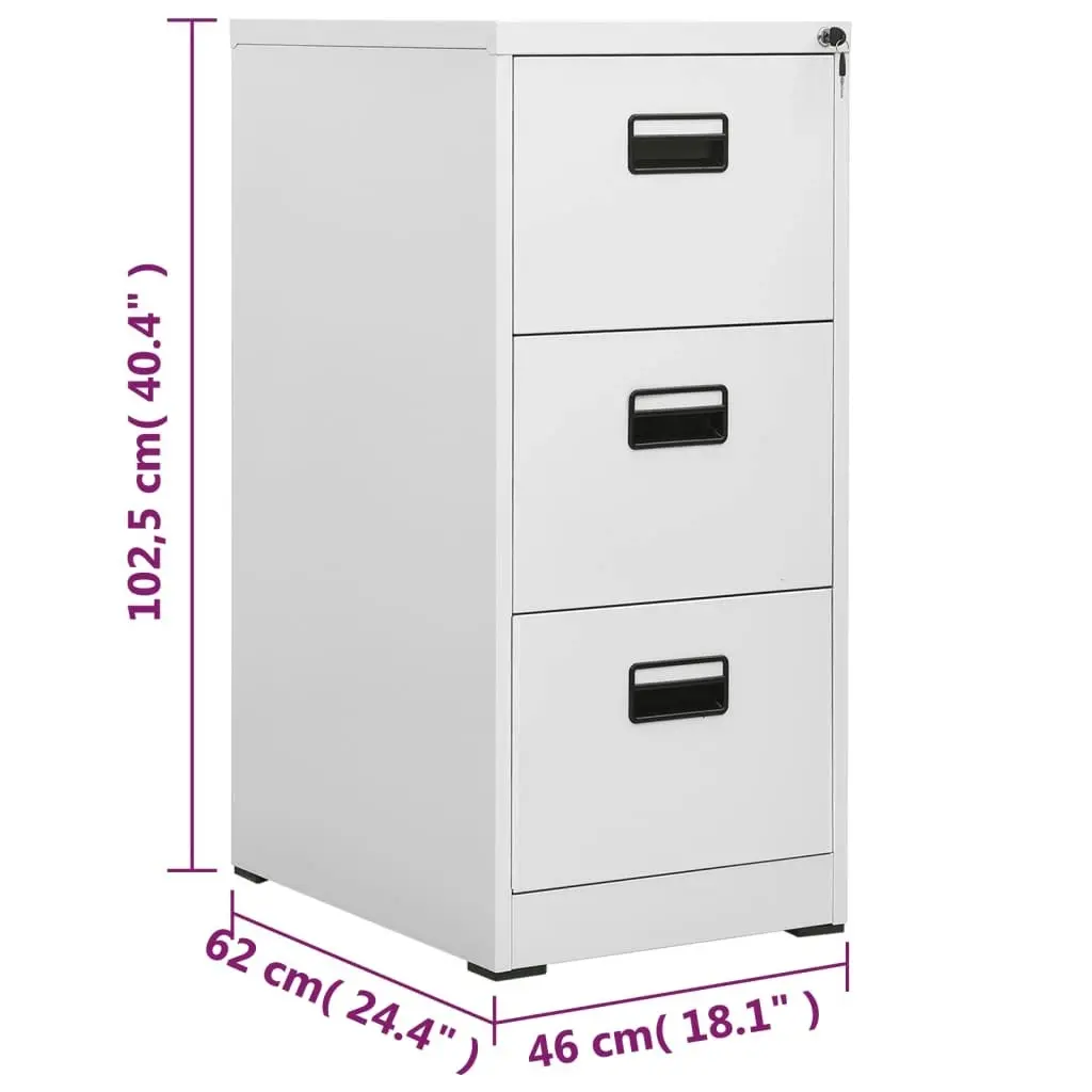 Filing Cabinet Light Grey 46x62x102.5 cm Steel 20123