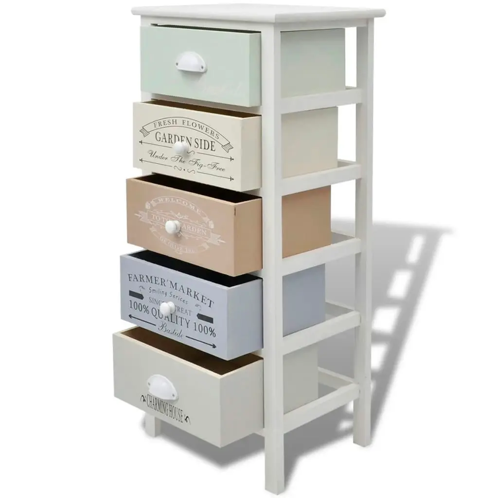 French Storage Cabinet 5 Drawers Wood 242878