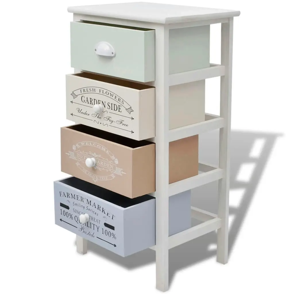 French Storage Cabinet 4 Drawers Wood 242877