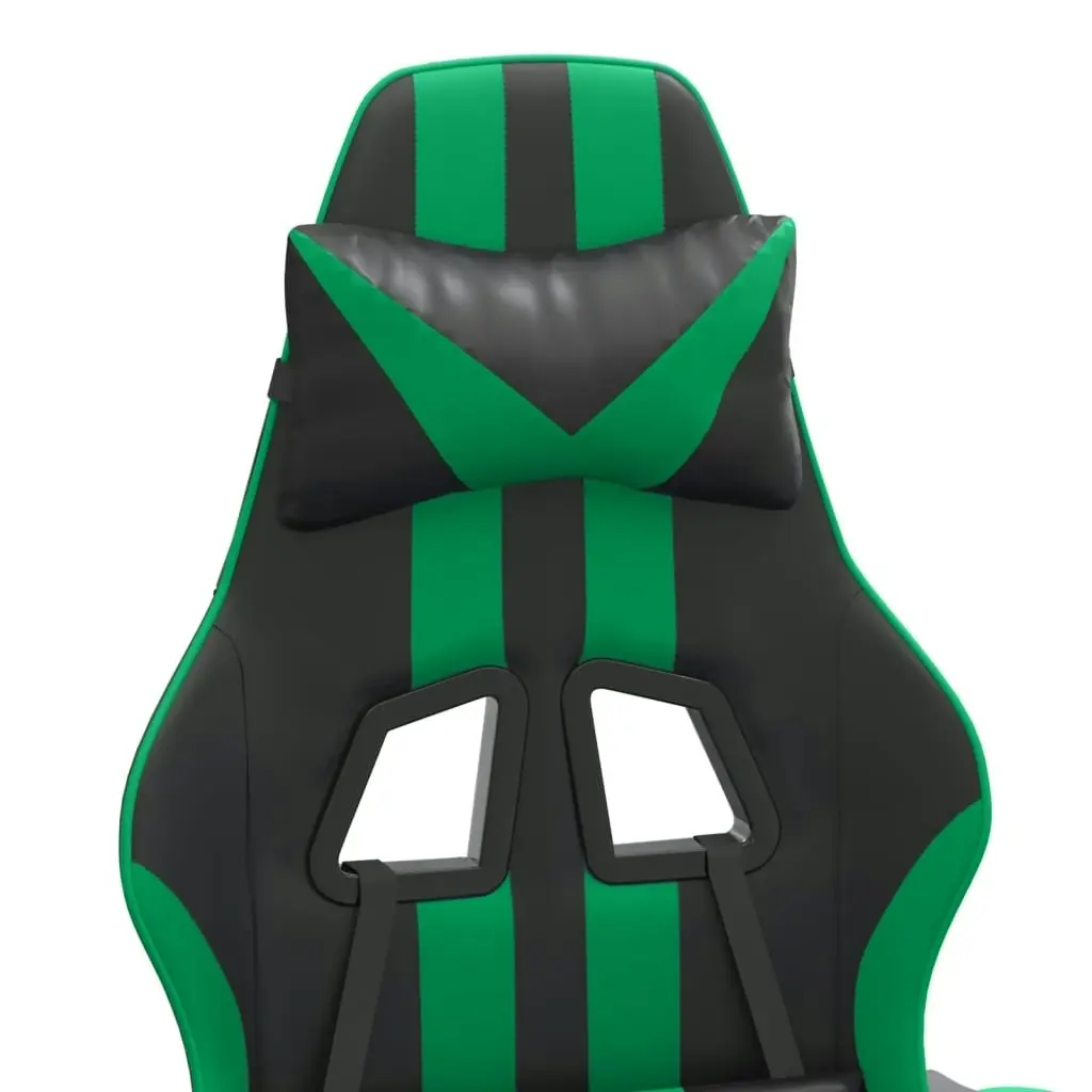 Gaming Chair with Footrest Black and Green Faux Leather 3143833