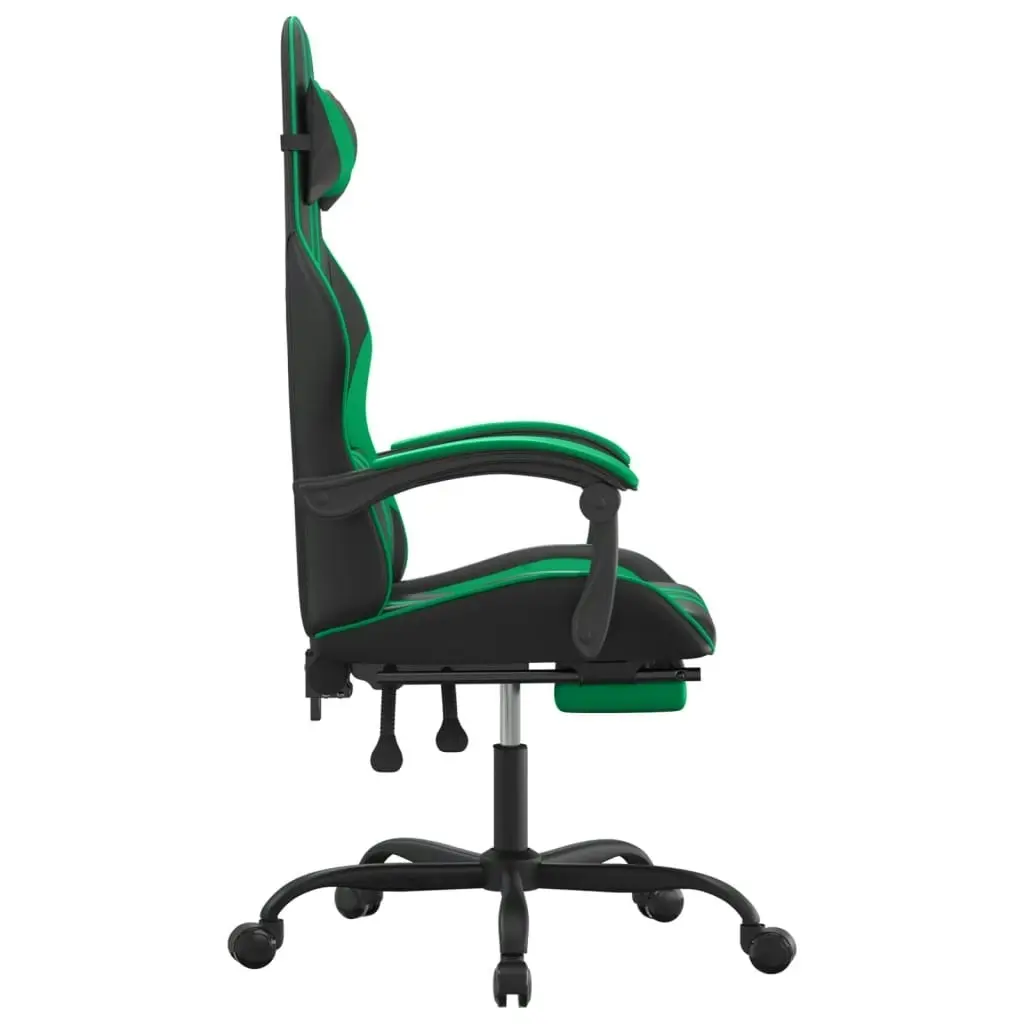 Gaming Chair with Footrest Black and Green Faux Leather 3143833