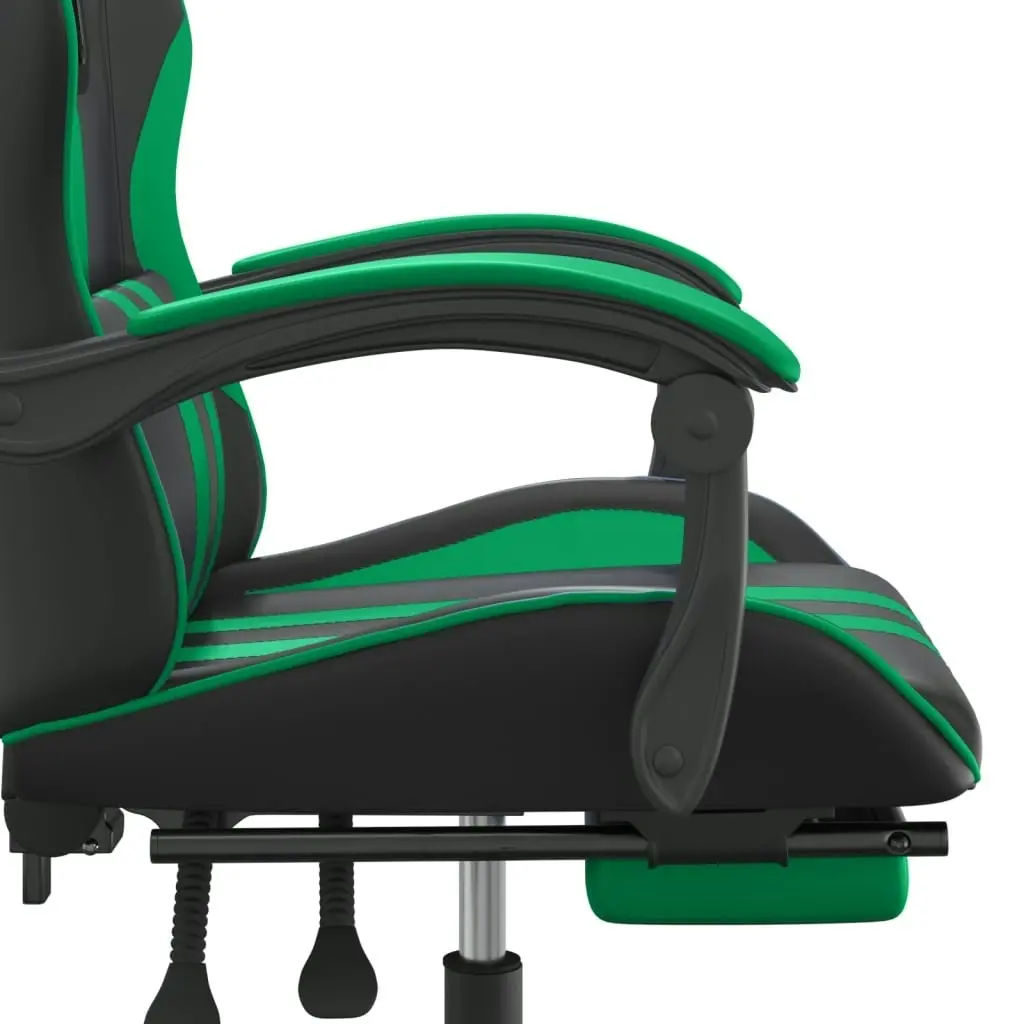 Gaming Chair with Footrest Black and Green Faux Leather 3143833