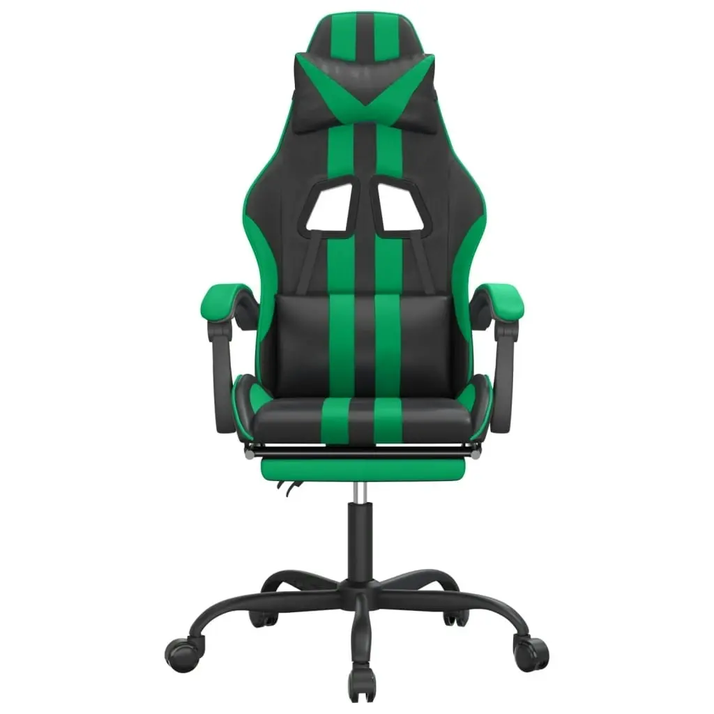 Gaming Chair with Footrest Black and Green Faux Leather 3143833