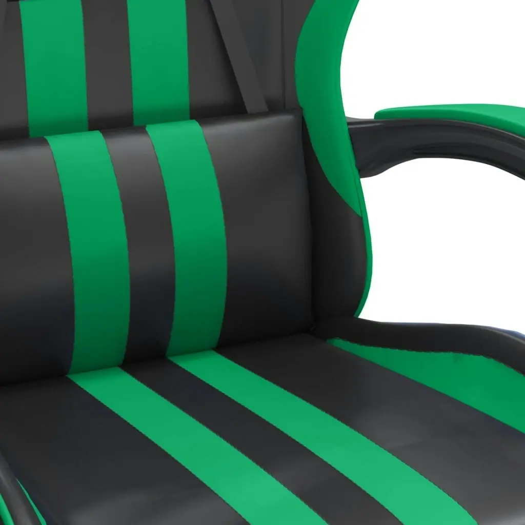 Gaming Chair with Footrest Black and Green Faux Leather 3143833