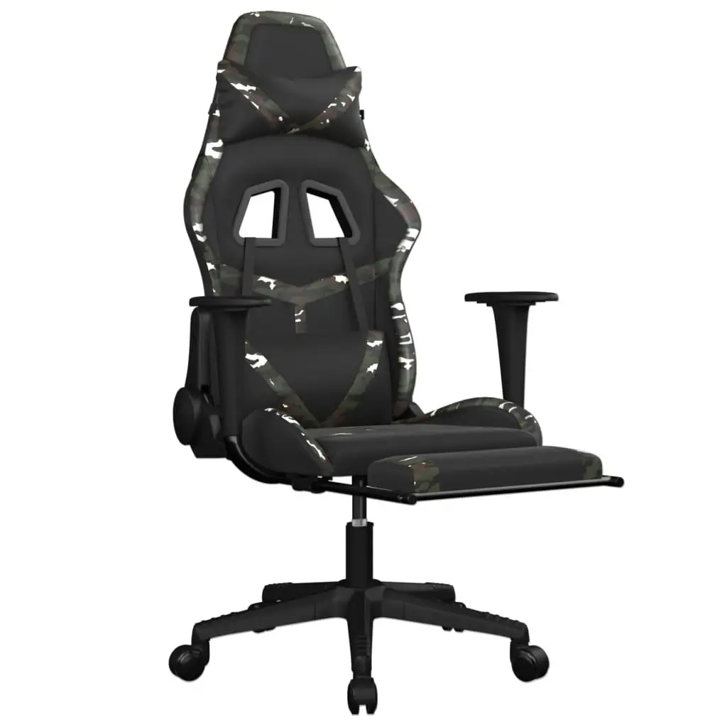 Gaming Chair with Footrest Black and Camouflage Faux Leather 3143686