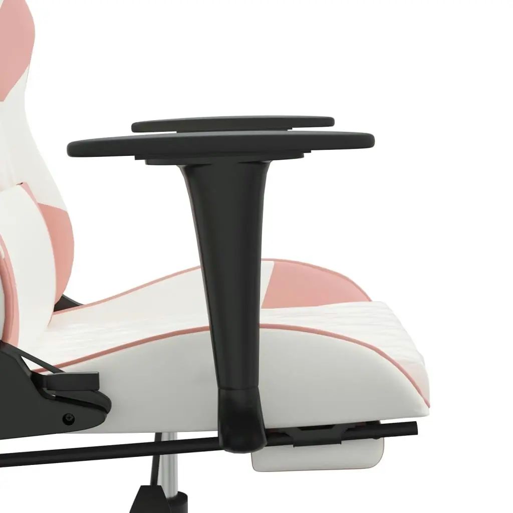 Gaming Chair with Footrest White and Pink Faux Leather 3143772