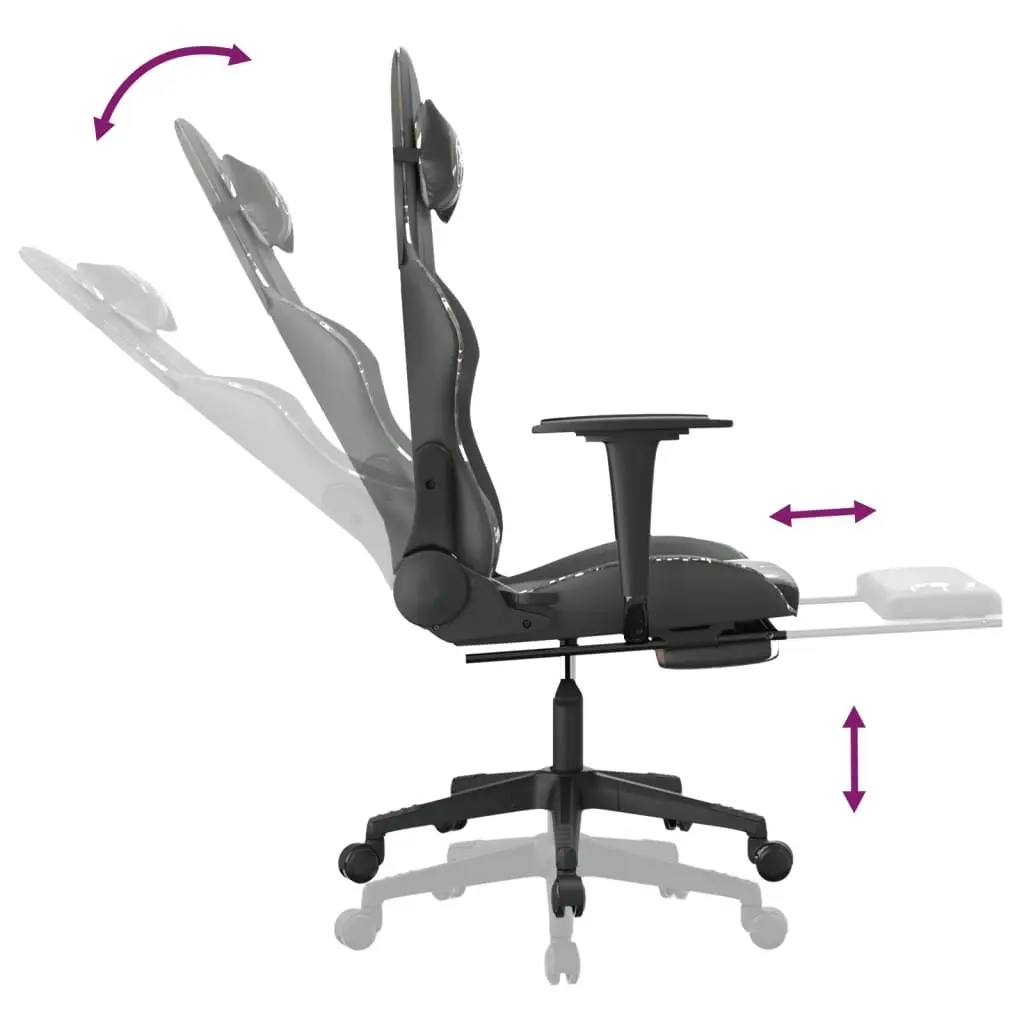 Gaming Chair with Footrest Black and Camouflage Faux Leather 3143710