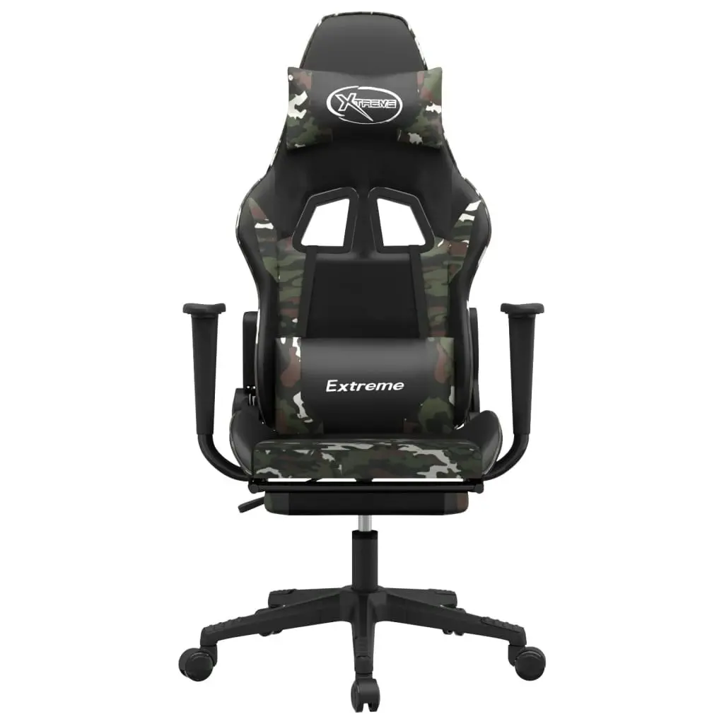 Gaming Chair with Footrest Black and Camouflage Faux Leather 3143710