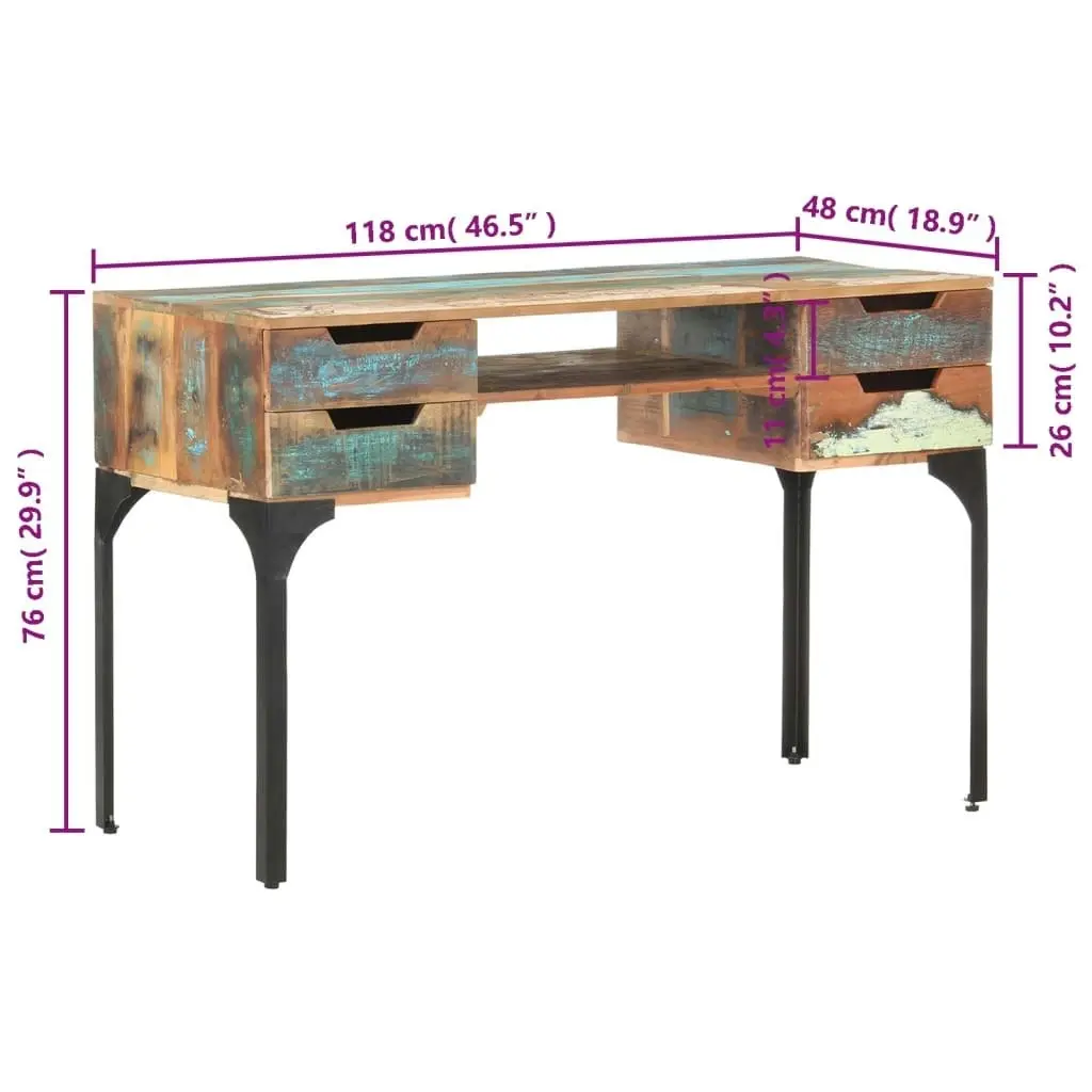 Desk 118x48x75 cm Solid Reclaimed Wood 320665