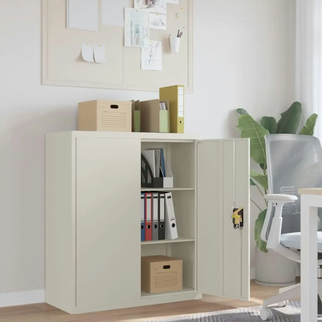 File Cabinet White 90x40x105 cm Steel 339736