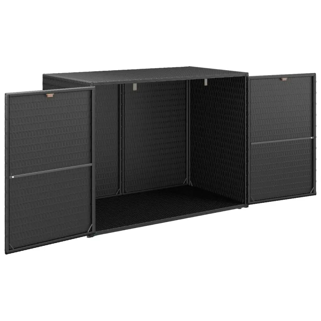 Garden Storage Cabinet Black 100x55.5x80 cm Poly Rattan 319868