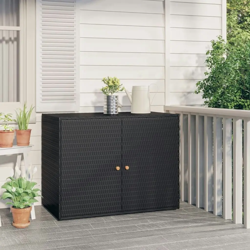 Garden Storage Cabinet Black 100x55.5x80 cm Poly Rattan 319868