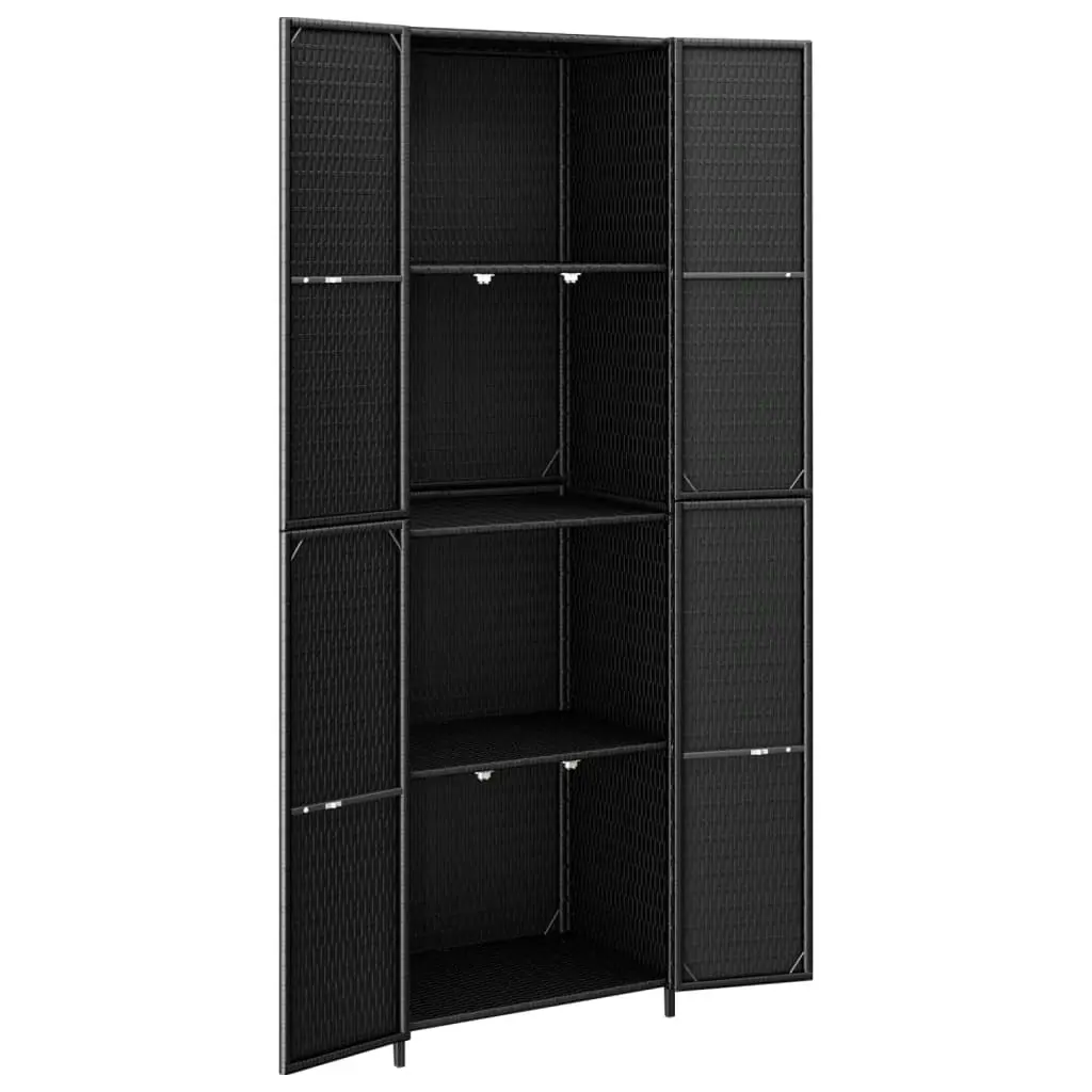 Garden Storage Cabinet Black 59x40x180 cm Poly Rattan 319872