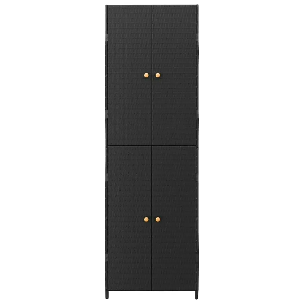 Garden Storage Cabinet Black 59x40x180 cm Poly Rattan 319872