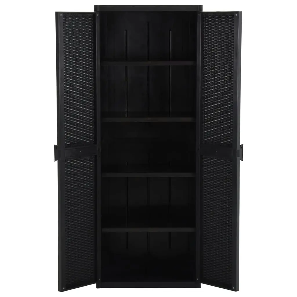 Garden Storage Cabinet Black 65x45x172 cm PP Rattan 151237