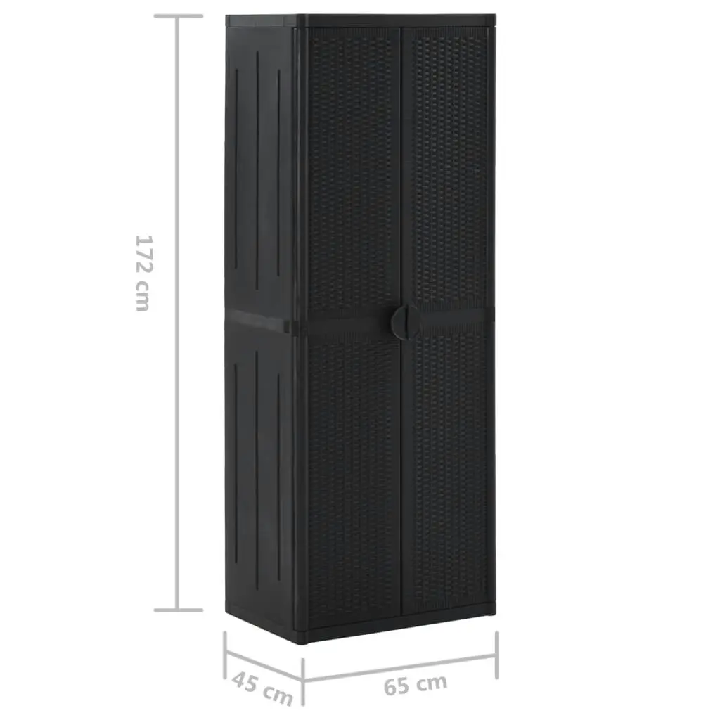 Garden Storage Cabinet Black 65x45x172 cm PP Rattan 151237