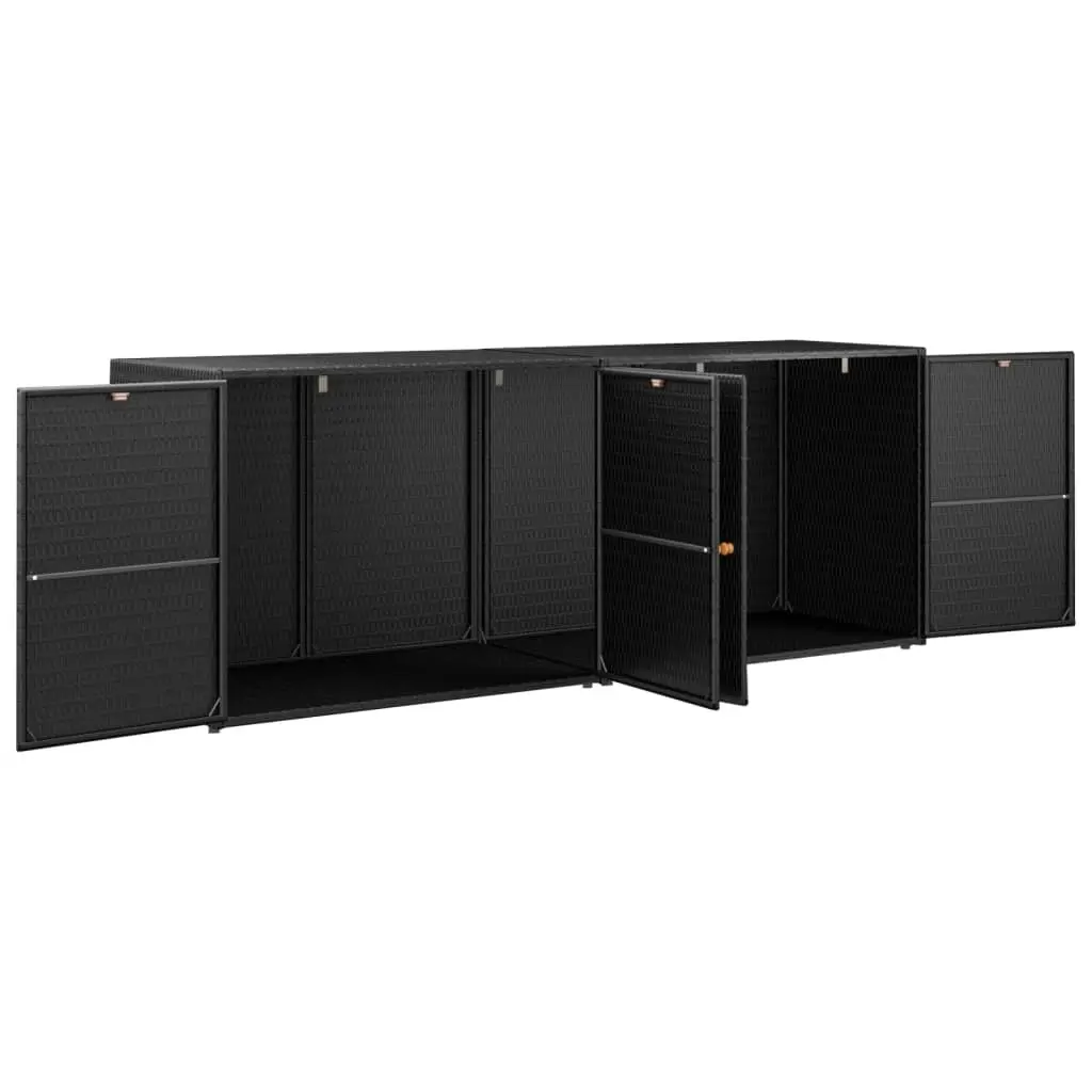 Garden Storage Cabinet Black 198x55.5x80 cm Poly Rattan 319870