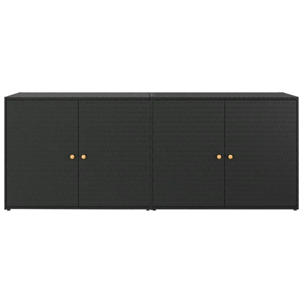 Garden Storage Cabinet Black 198x55.5x80 cm Poly Rattan 319870