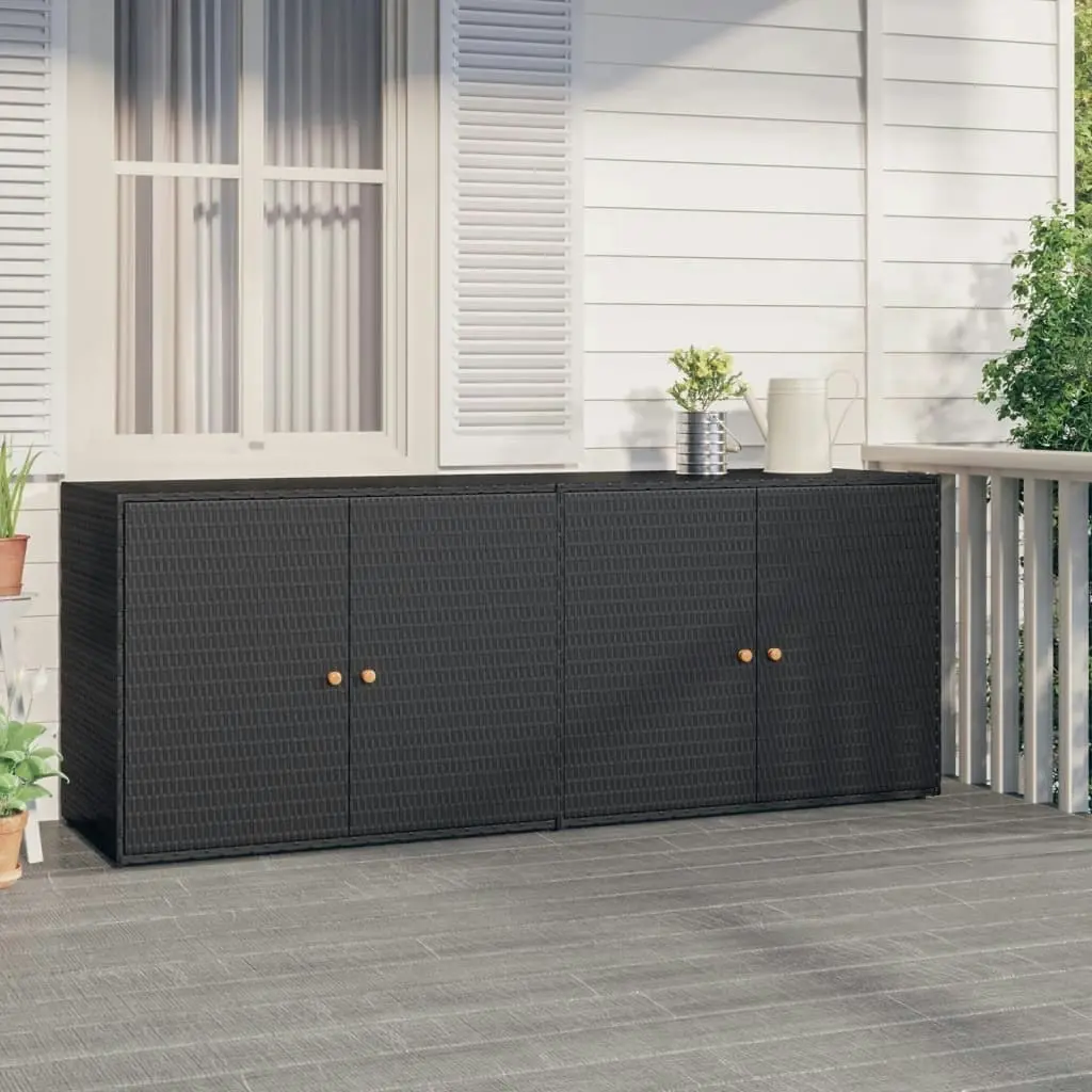 Garden Storage Cabinet Black 198x55.5x80 cm Poly Rattan 319870