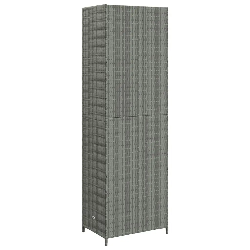 Garden Storage Cabinet Grey 59x40x180 cm Poly Rattan 319873