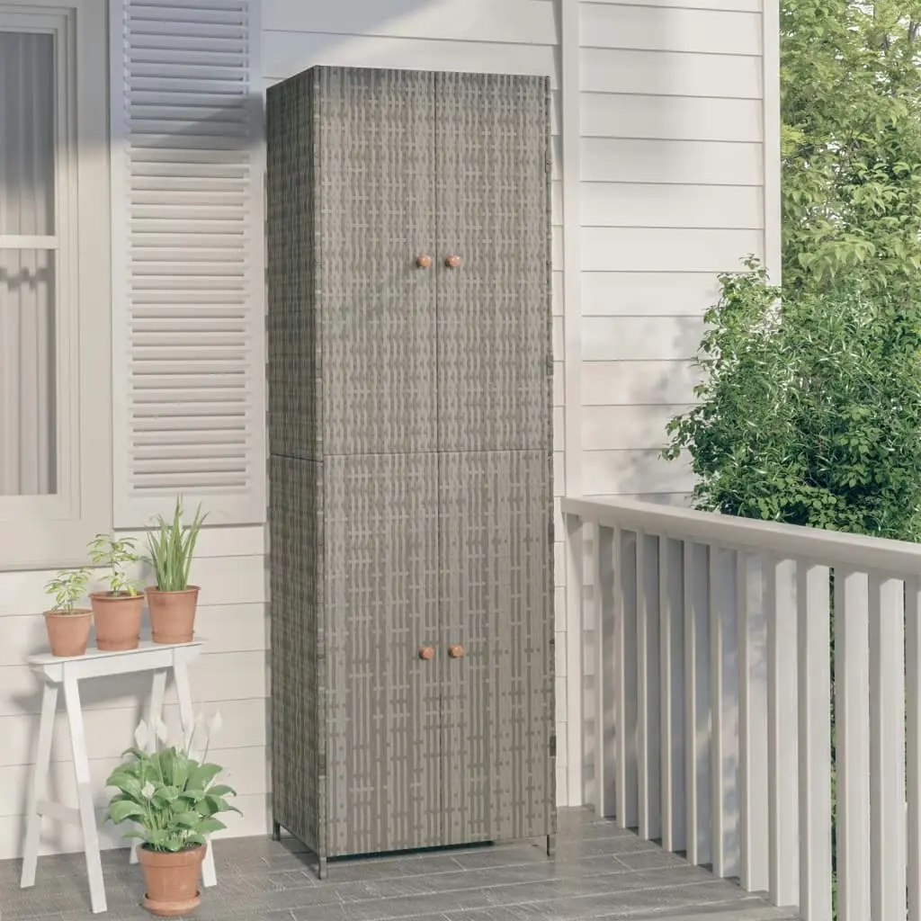 Garden Storage Cabinet Grey 59x40x180 cm Poly Rattan 319873