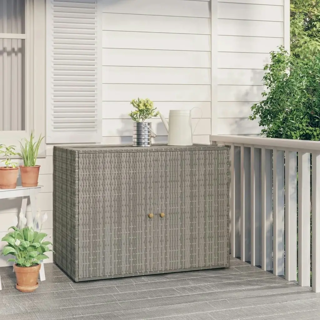 Garden Storage Cabinet Grey 100x55.5x80 cm Poly Rattan 319869