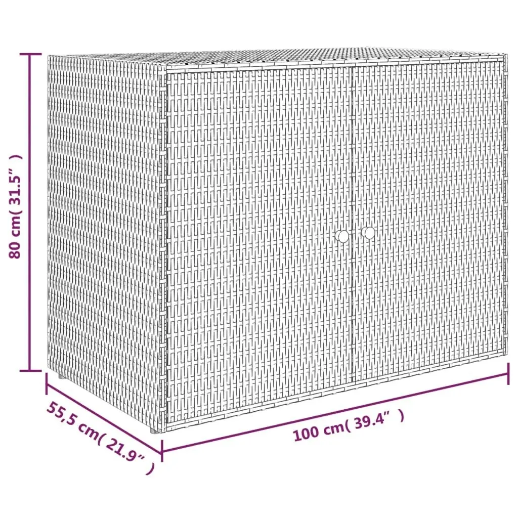 Garden Storage Cabinet Grey 100x55.5x80 cm Poly Rattan 319869