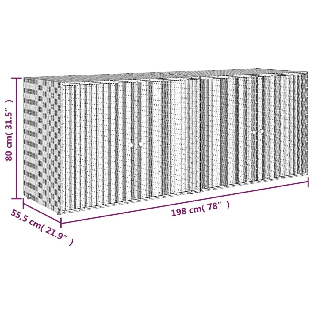 Garden Storage Cabinet Grey 198x55.5x80 cm Poly Rattan 319871