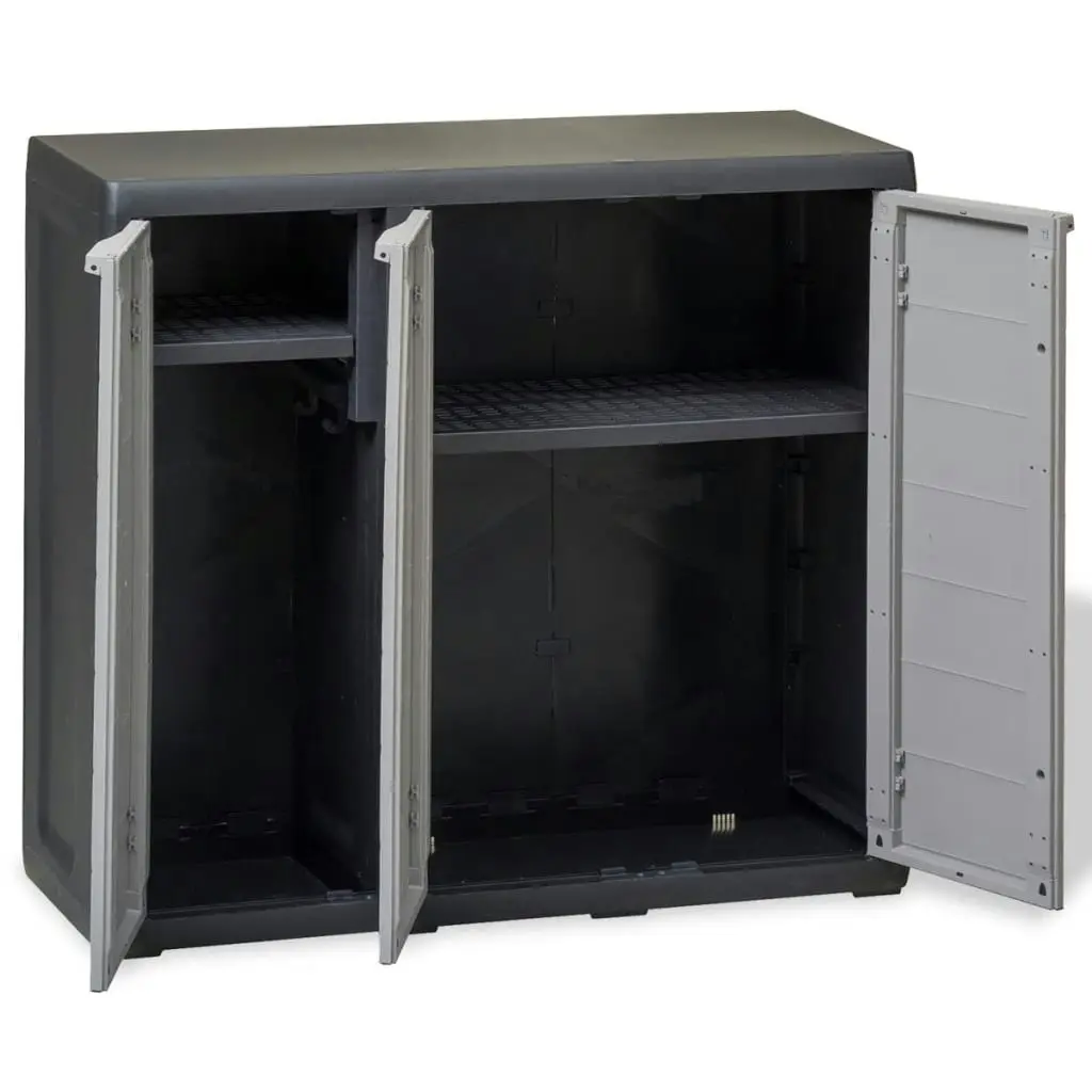 Garden Storage Cabinet with 2 Shelves Black and Grey 43705