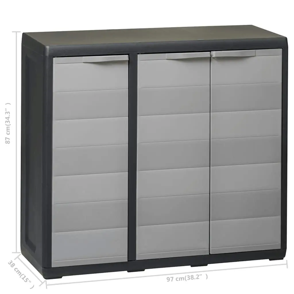 Garden Storage Cabinet with 2 Shelves Black and Grey 43705