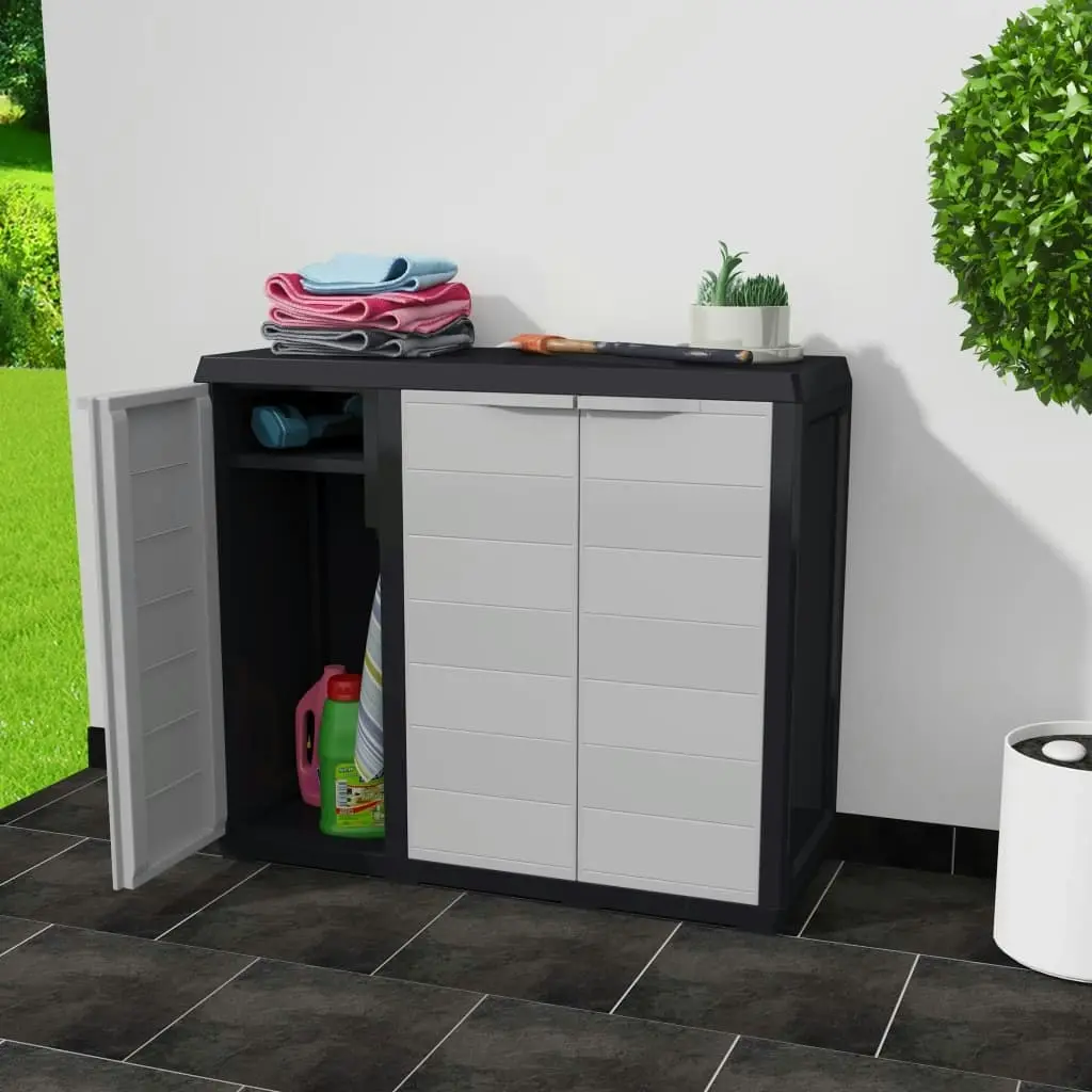 Garden Storage Cabinet with 2 Shelves Black and Grey 43705