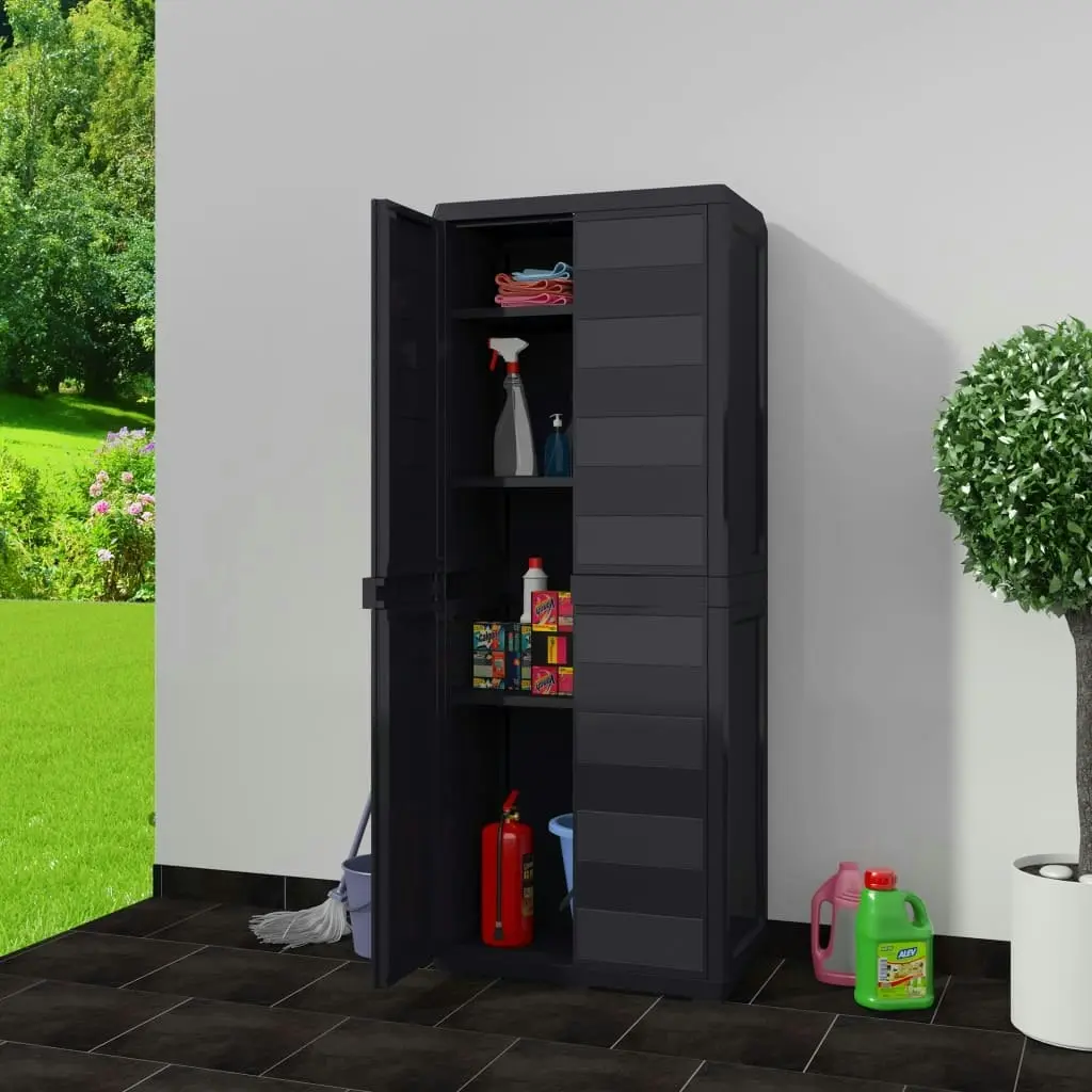 Garden Storage Cabinet with 3 Shelves Black 43702