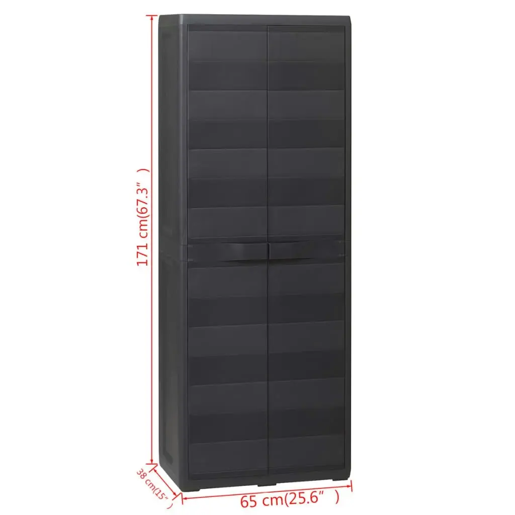 Garden Storage Cabinet with 3 Shelves Black 43702