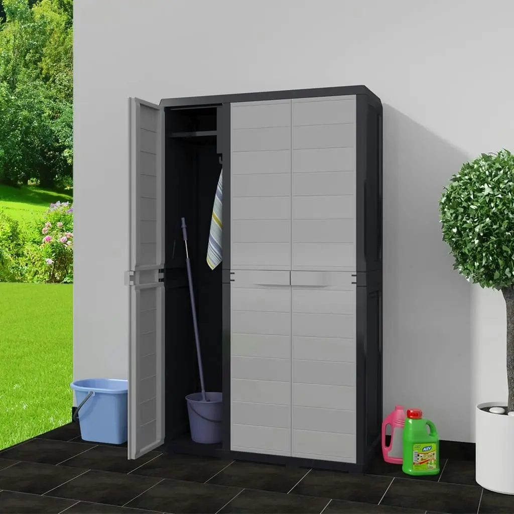 Garden Storage Cabinet with 4 Shelves Black and Grey 43701