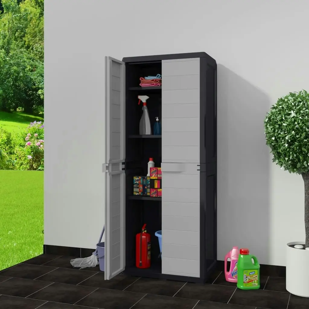 Garden Storage Cabinet with 3 Shelves Black and Grey 43703