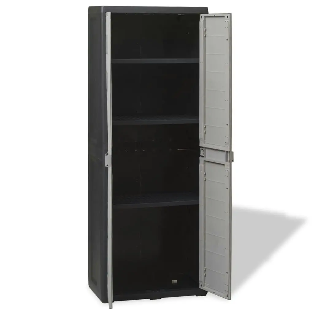 Garden Storage Cabinet with 3 Shelves Black and Grey 43703